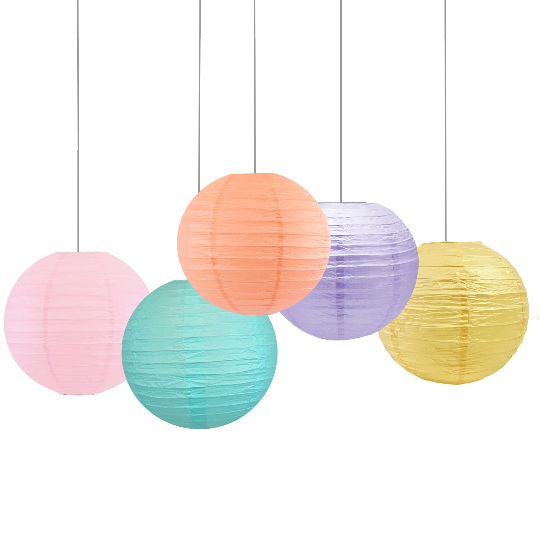 8 Inch Paper Lanterns Party Decorations Pastel Classroom Decor, Baby Shower Wedding Birthday Decor(Set of 5, Girl Collection)