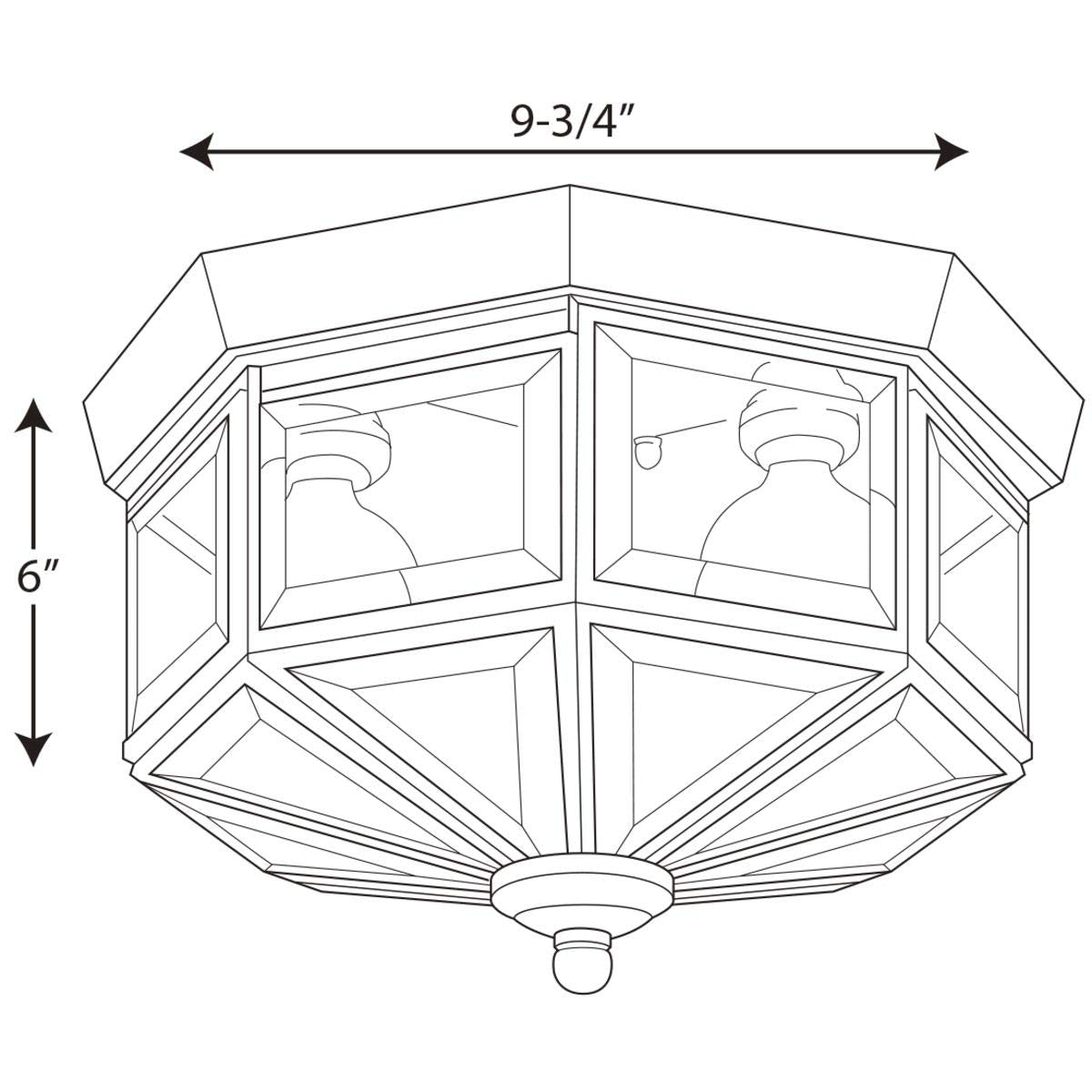 Progress Lighting Beveled Glass Close-to-Ceiling Light Fixture, 9-Inch Diameter x 7-Inch Height, Brass, Model P5788-10