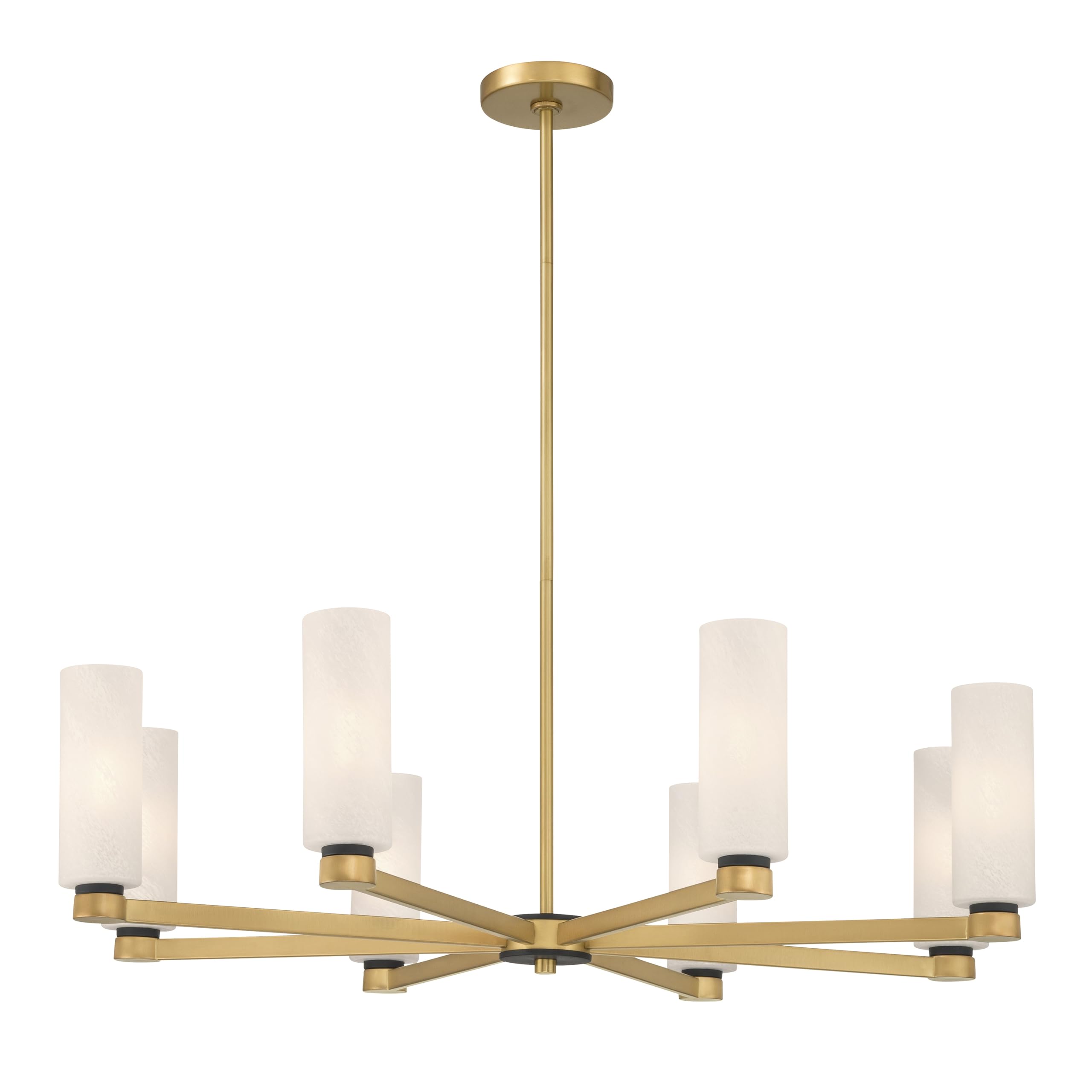 Minka-Lavery Wexmere 35 8-Light Chandelier - Legacy Brass and Dark Matte Black with Etched Alabaster Glass (Bulb Not Included)