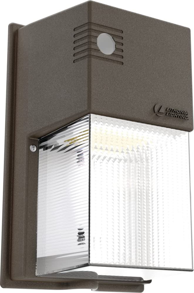 Lithonia Lighting 7in LED Wall Pack Light, Adjustable Lumens, Switchable Color Temp, Dark Bronze, Model TWS LED ALO SWW2 MVOLT PE DDB M2