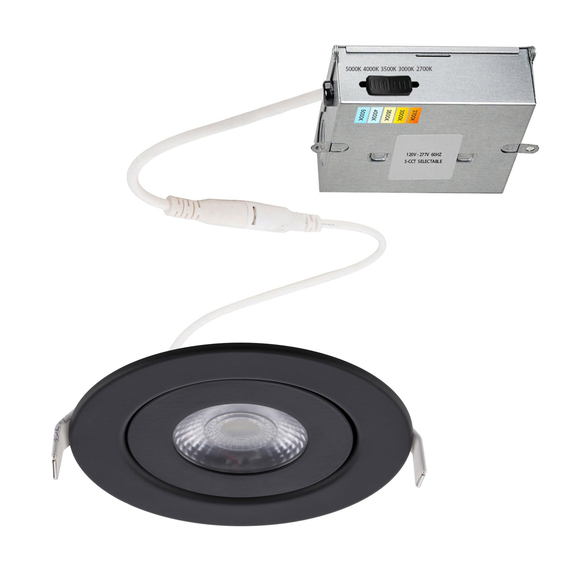 Wac Lighting Lotos 4In Led Round Adjustable Recessed Light 5-Cct Selectable 9W 700 Lumens Ic-Rated Airtight 120V-277V Universal In Black (Pack Of 24)