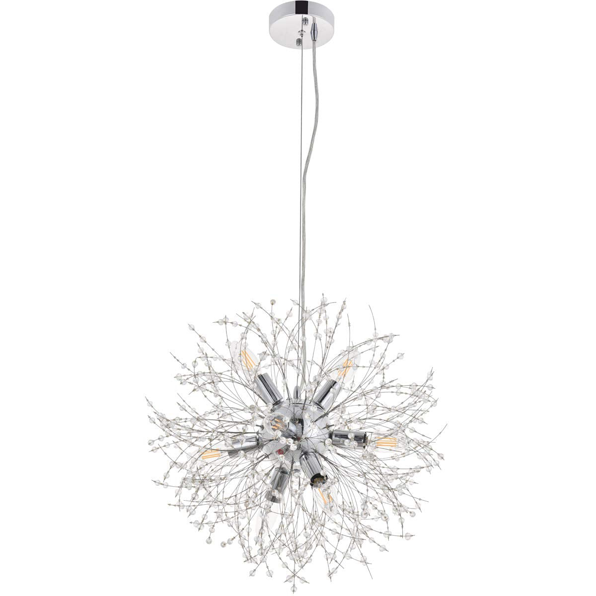 Living District Indoor Modern Home Decorative Bright Ceiling Flores 8 Light Chrome Pendant