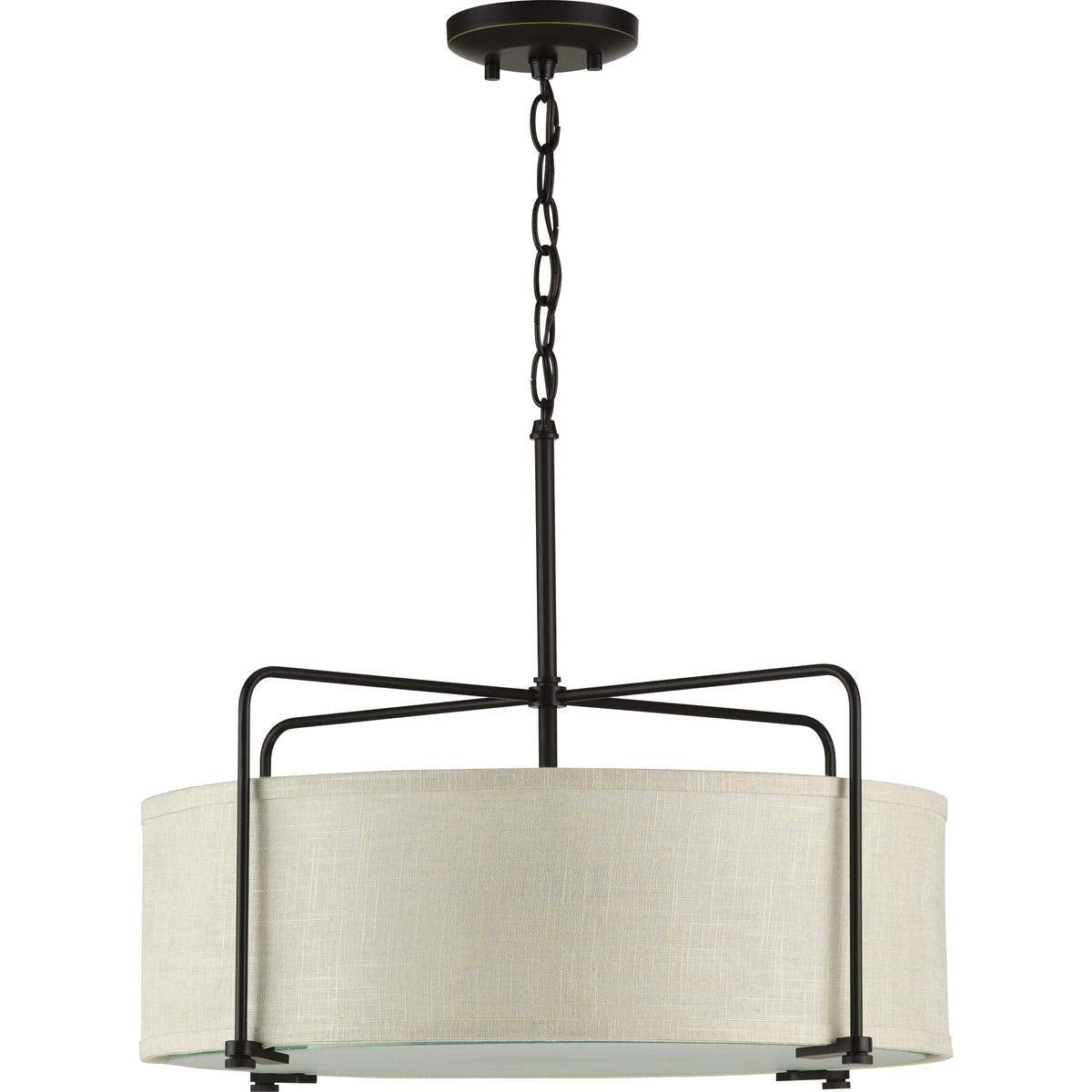 Progress Lighting Kempsey Collection Three-Light Semi-Flush Convertible, Antique Bronze, 11'' X 21-3/4''