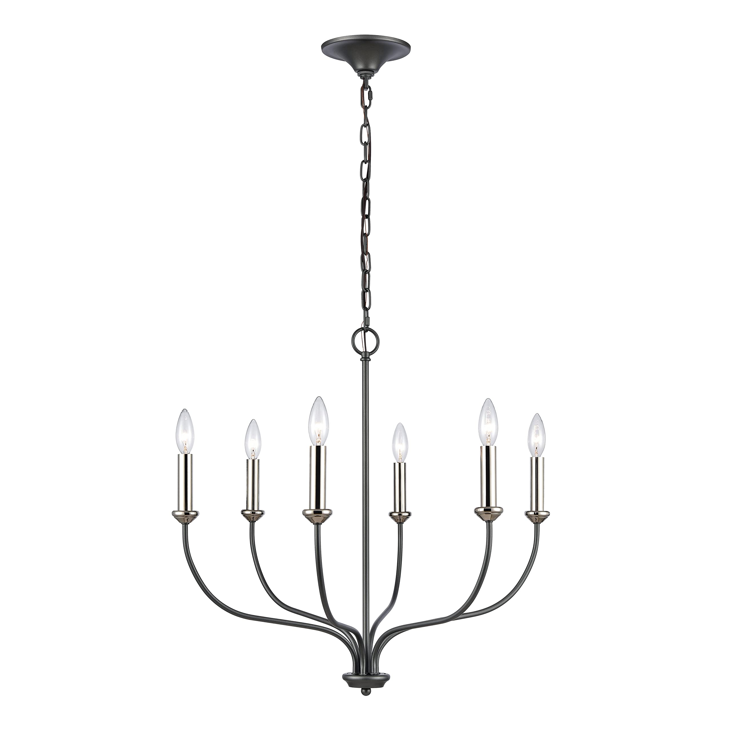 Elk Home Madeline 6-Light Chandelier, Dark Gray Metal, 25.75&quot; Wide, Transitional Style