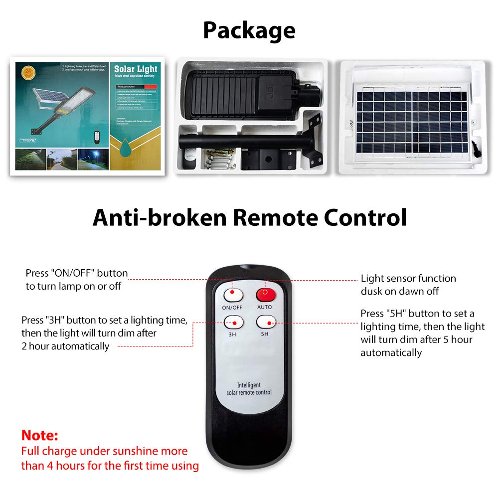 Ruokid 16000Lm Solar Street Light, Ip67 Waterproof Led Flood Light For Yard & Garden