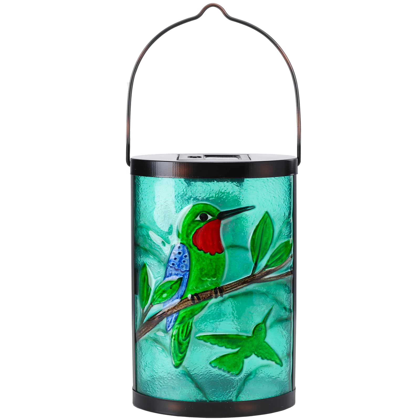 Hanging Solar Lantern Outdoor Waterproof Hummingbird Solar Lights Glass Tabletop Decorative Lamp For Outdoor Patio Garden Outsid