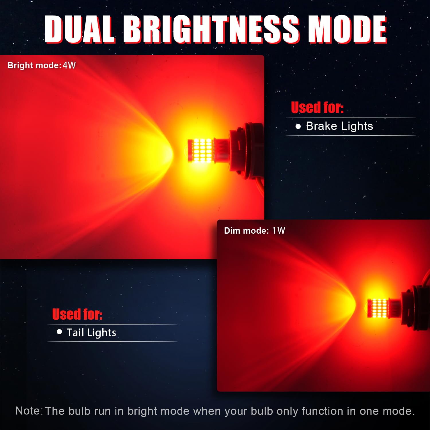 iBrightstar LED Bulbs 1157-3014 3030-54 3R, Brilliant Red, Low Power, Projector Replacement for Stop Tail Brake Lights