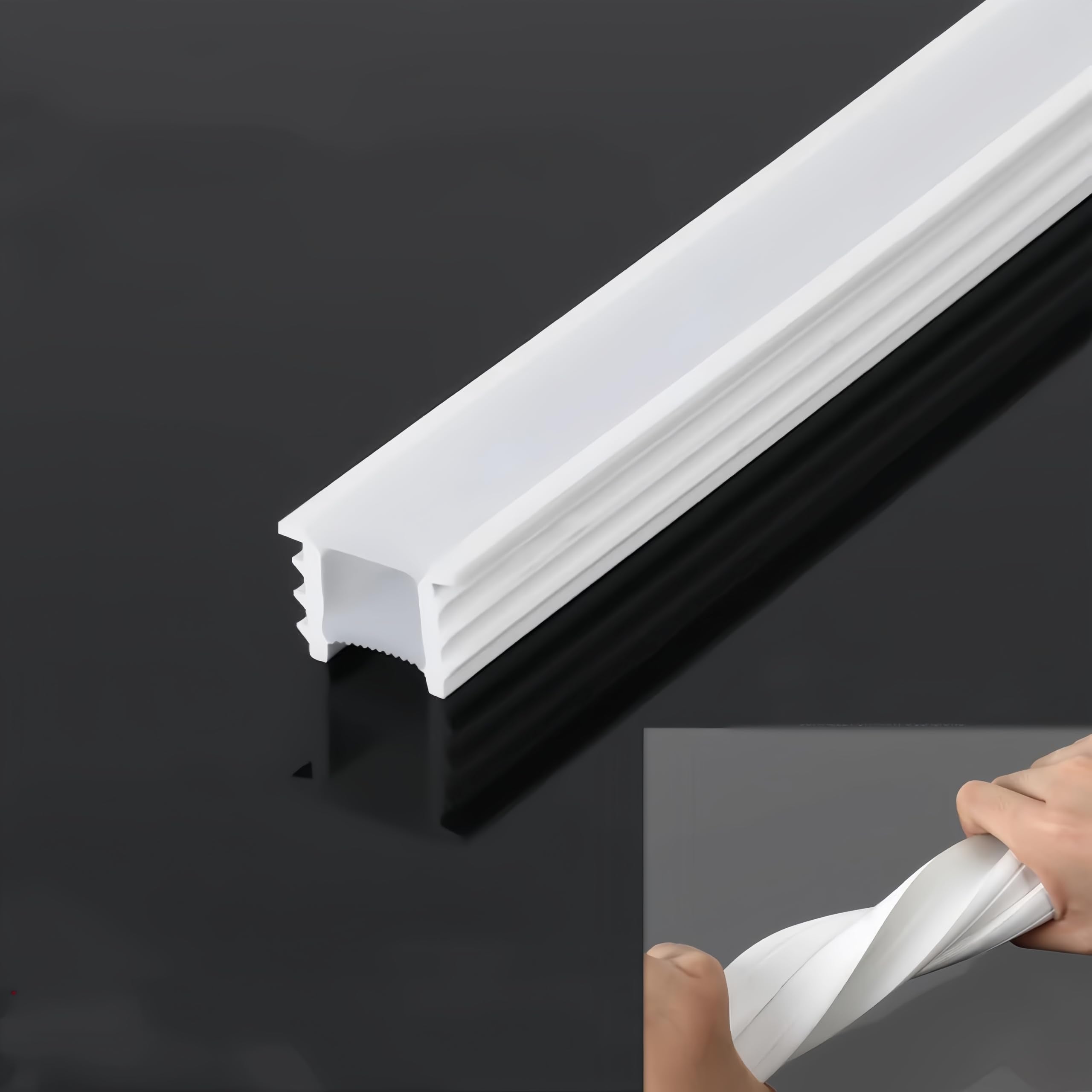 KSDLMPA Silicone LED Channel System, 16.4FT/5M Through Free White 12x12mm DIY LED Neon Rope Light IP67 Waterproof Tube for 10mm 