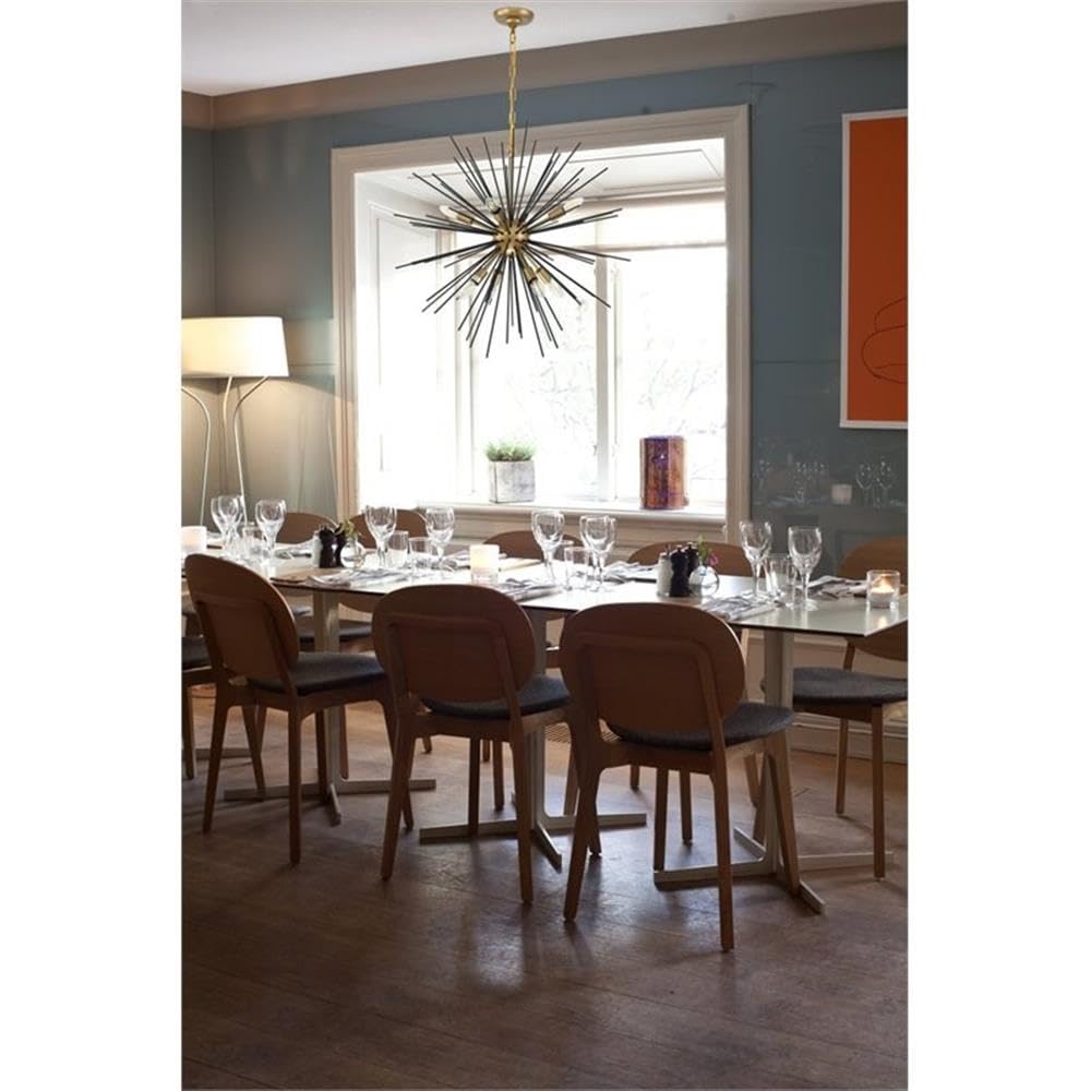 Living District 8-Light Metal Pendant Light, Brass & Black, Modern Ceiling Fixture