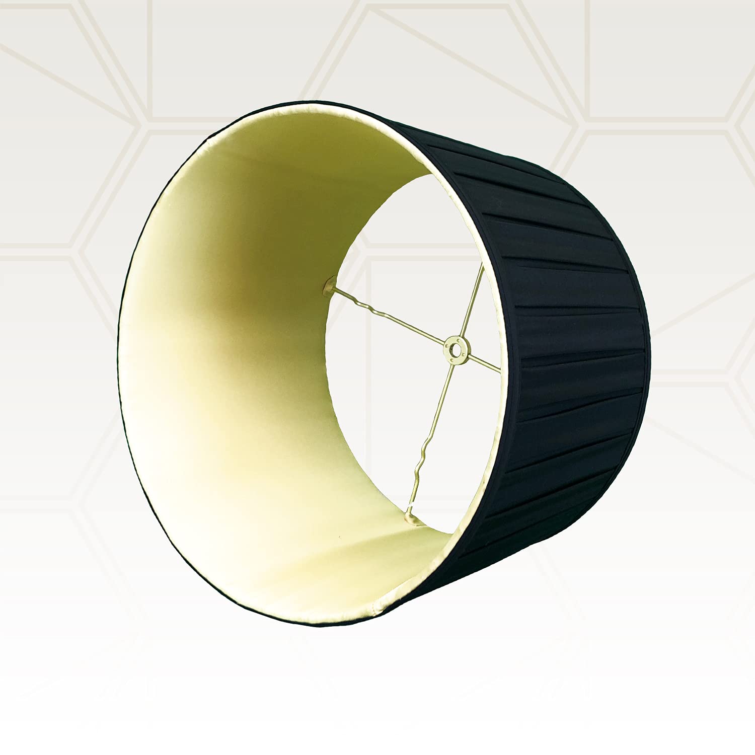 Royal Designs, Inc Bs-748-16Blkgl Royal Designs Shallow Drum English Box Pleat Basic Lamp Shade, Black With Gold, 15&quot; X 16&quot; X 10&quot;, 15 X 16 X 10