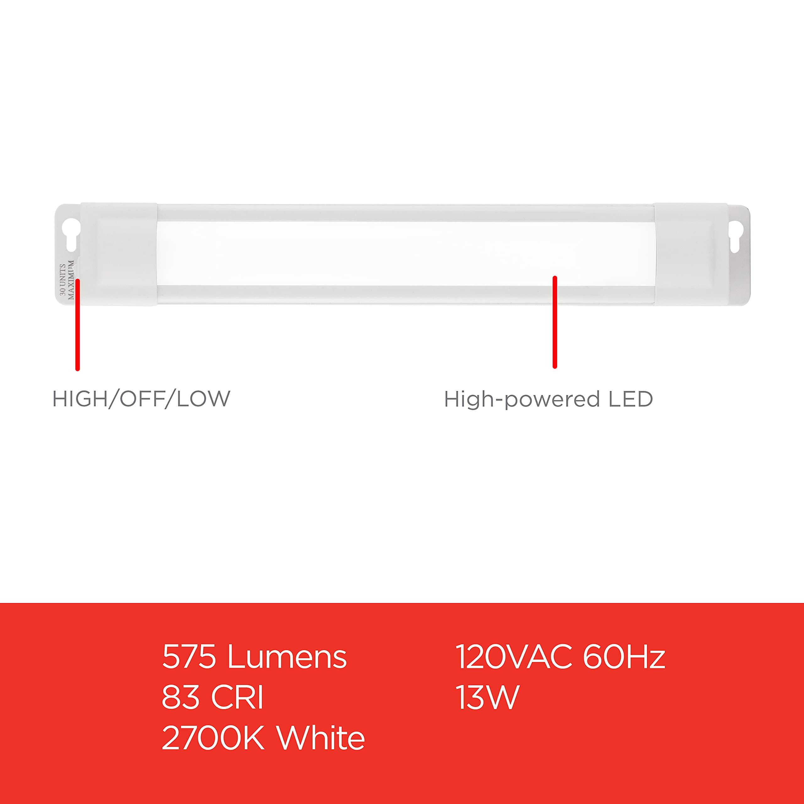 Ultrapro 18 Inch Plug-In Linkable Under Cabinet Lights, High/Low/Off, Warm White Light (2700K), Led Under Cabinet Lighting, Unde