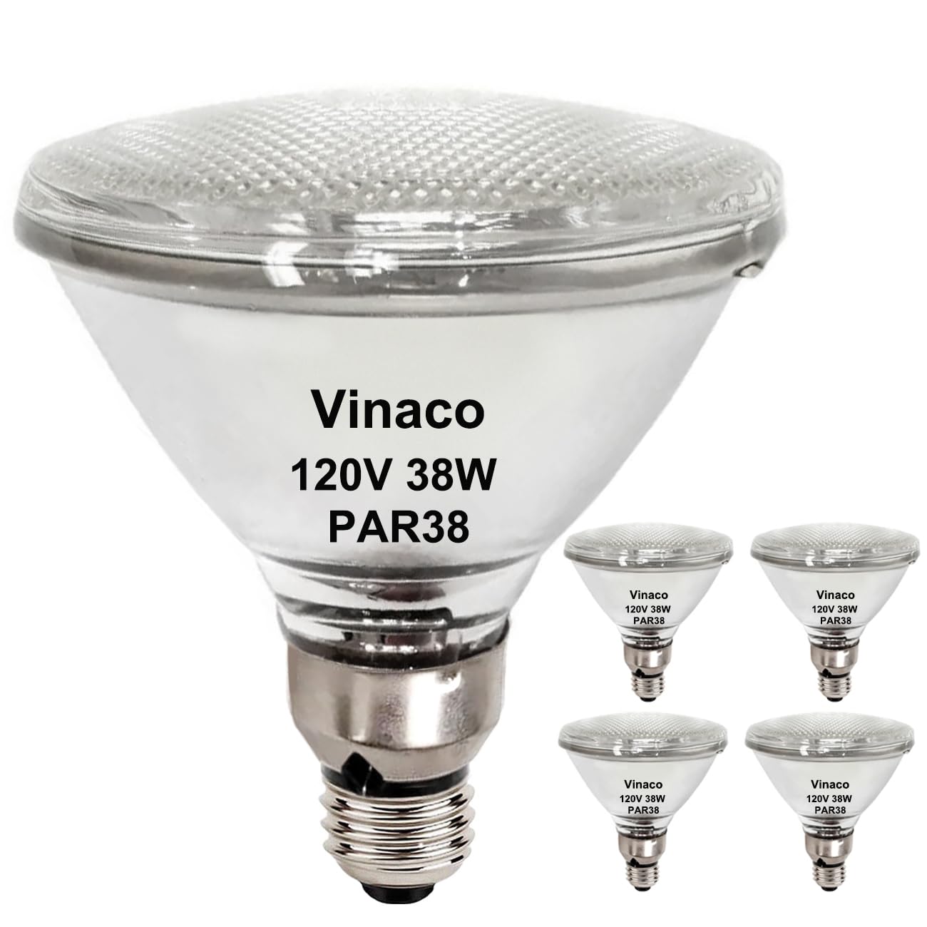 Vinaco Par38 Flood Llight Bulbs, 4 Pack High Output Par38 Halogen Flood Light 38W 120V, Par38 Halogen Dimmable, Cri100 Par38 War
