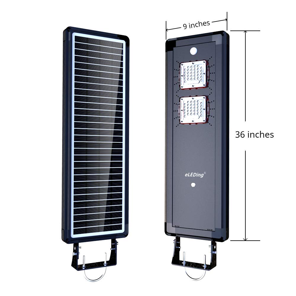 Eleding Solar Power Dusk To Dawn Led Area Light, 3200 Lumens, Smart Sensing, Black Aluminum