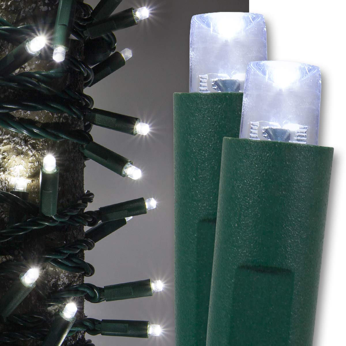 Kringle Traditions Cool White LED Christmas Mini String Light Set, 50 Lights, 17 ft Indoor/Outdoor LED White Lights Outdoor Tree Lights Christmas String Wedding Party Decorations, 4 Spacing