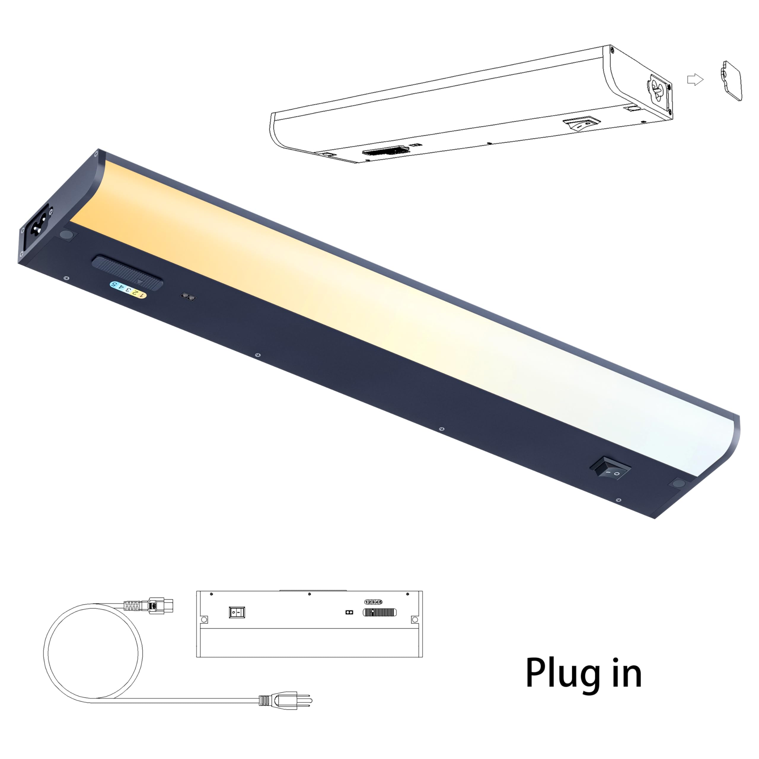 Lampaous Under Cabinet Lighting Hardwired 120V 5Cct Color Selectable, Sensor Activated, Dimmable Under Cabinet Lights For Kitche