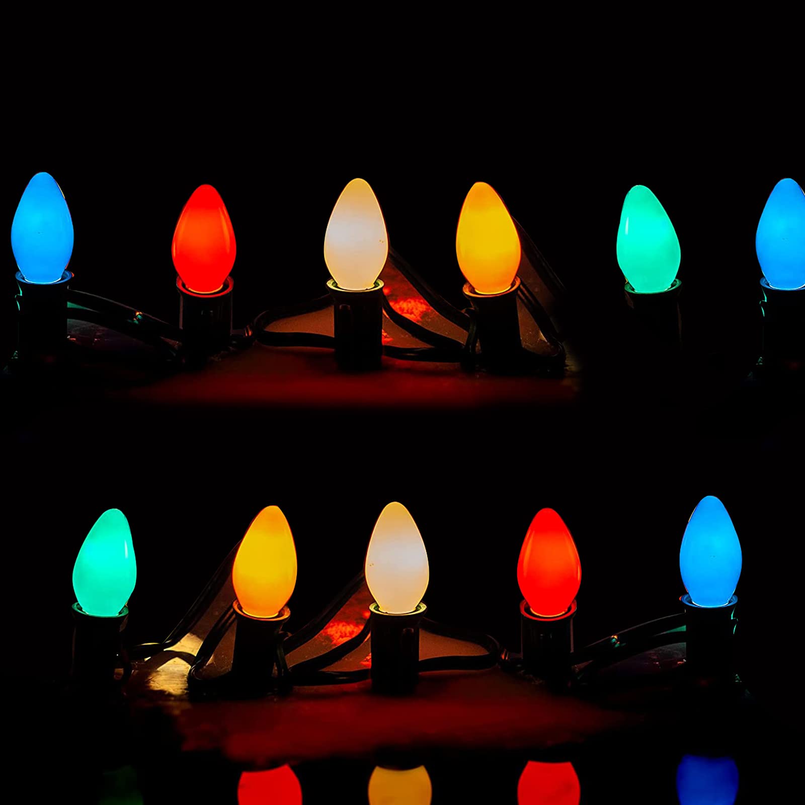 Chyparty C7 Replacement Bulbs  Multicolor Christmas Light Bulbs  E12 Candelabra Base  5Watt Incandescent For Outdoor String Lights  Patio  Xmas Tree  Wedding Decor - 25 Pack