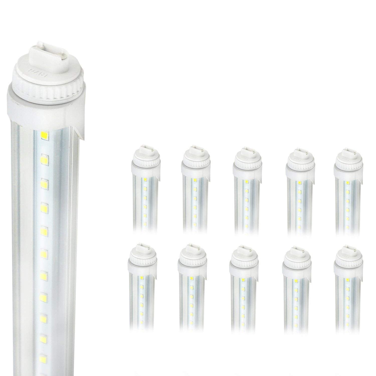 Greensun 10 Pcs 6Ft Led Tube Light 30W, 5500K Daylight, Clear Cover For Home & Commercial