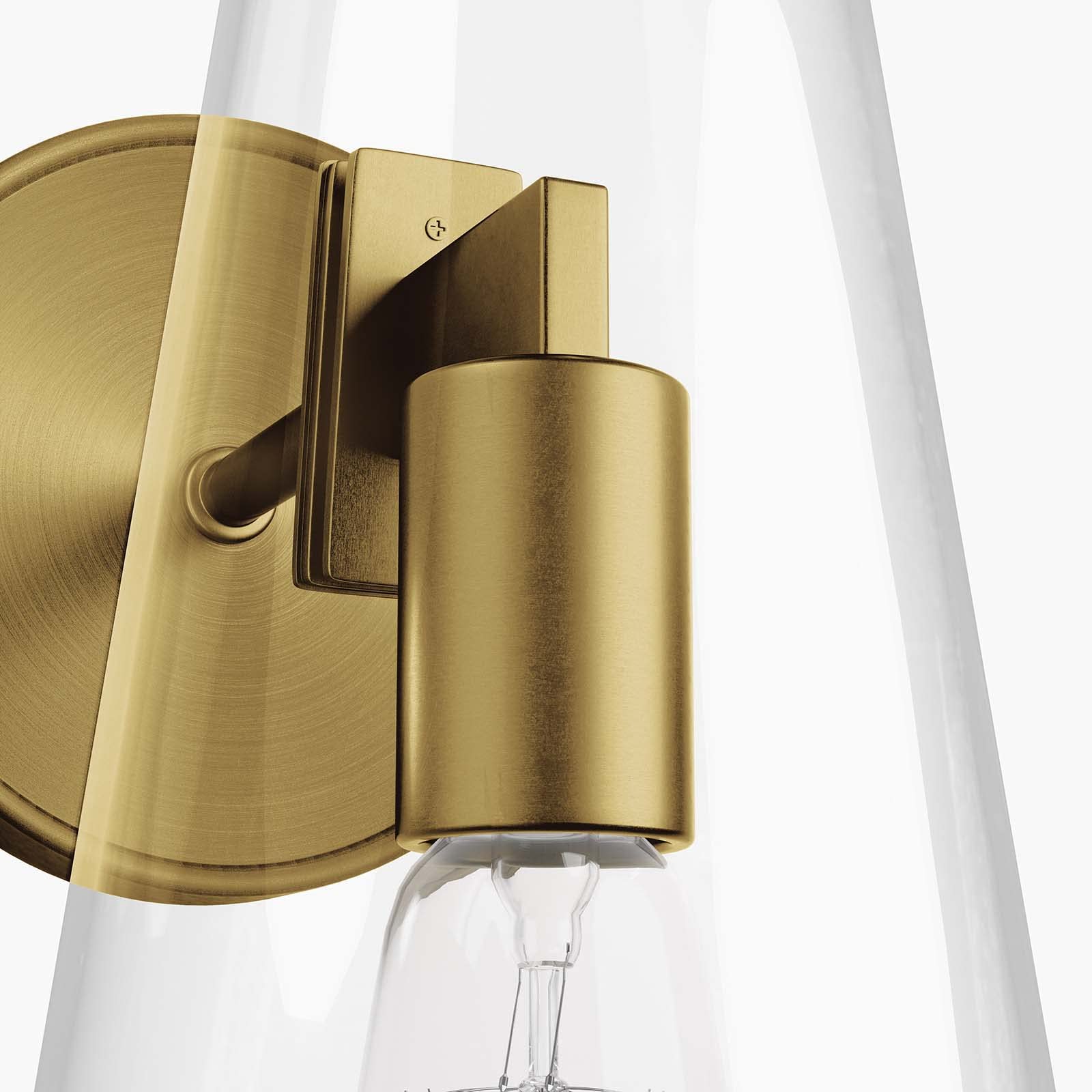 Beacon 1-Light Wall Sconce in Clear Satin Brass