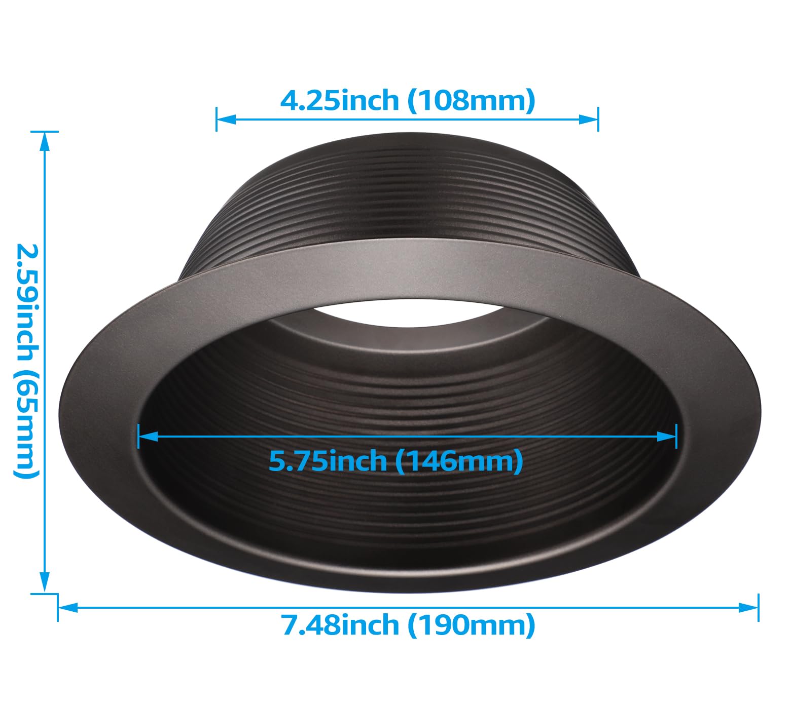 TORCHSTAR 6 Inch Integrated Can Light Trim, Oil Rubbed Bronze, Full Metal, Model 33139, for 6in Cans, Pack of 6