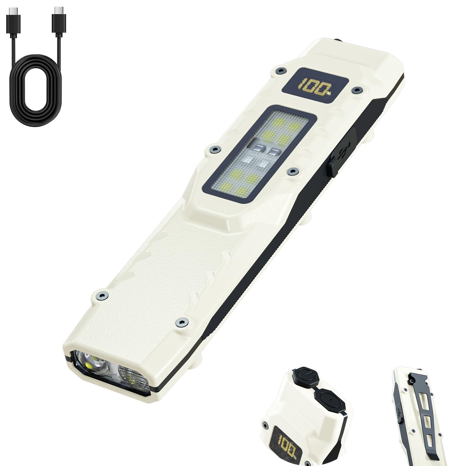 Ciwuzxs Flat EDC Flashlight, Tactical Flashlights Rechargeable, 9 Modes LED Small Pocket Flash Light with Digital Display, Dual