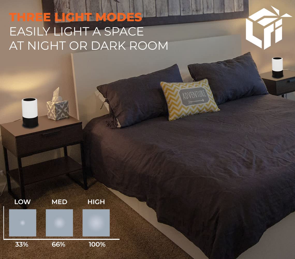 Lfi Lights | Home Emergency Table Lamp | 200+ Hr Power Outage Light | Built-In Usb Phone Charger | Disaster Preparedness | 3-In-1 Charging Cable | (Black, 1 Pack) | Rzlahr-B