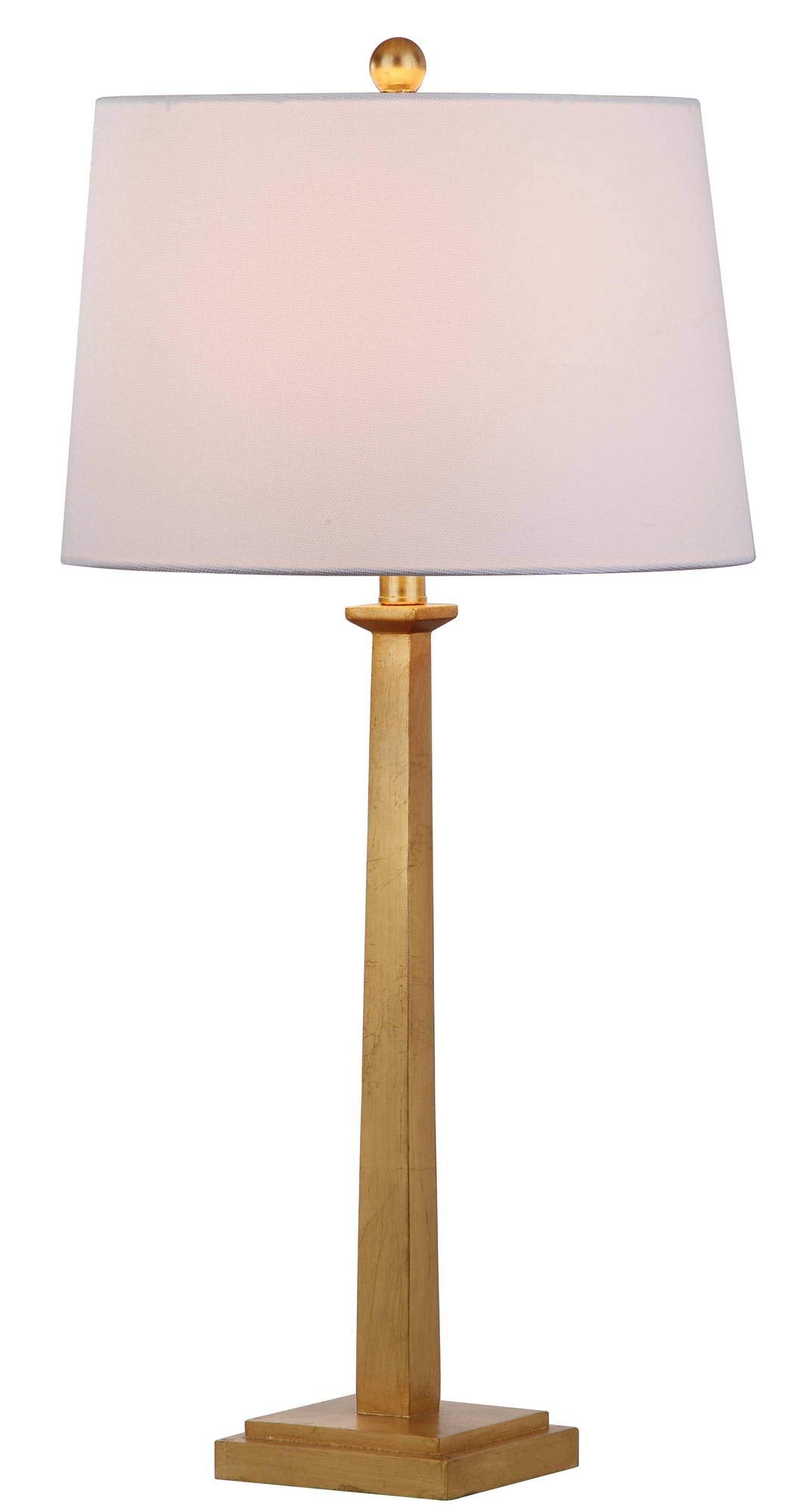 SAFAVIEH Lighting Collection - Andino Set of 2 Gold Leaf Table Lamps with White Drum Shades, 32-Inch Bedroom or Living Room Lamp