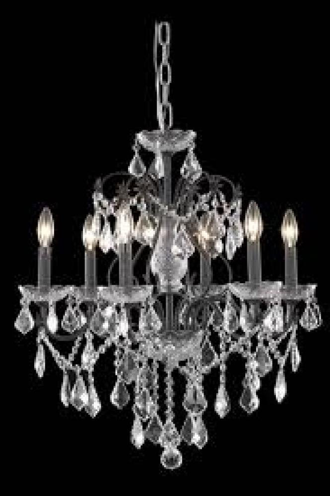 Elegant Lighting 2015D24Db/Rc Francis Collection 6-Light Hanging Fixture Royal Cut Crystals With Dark Bronze Finish