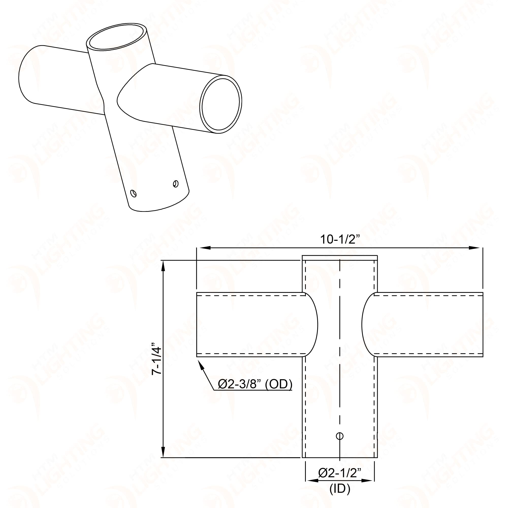 180 Degree Double Spoke Bracket, 2-3/8In Pole Mount Horizontal Arm Tenon Adapter For Slip Fitter Mount Parking Lot Light Fixture