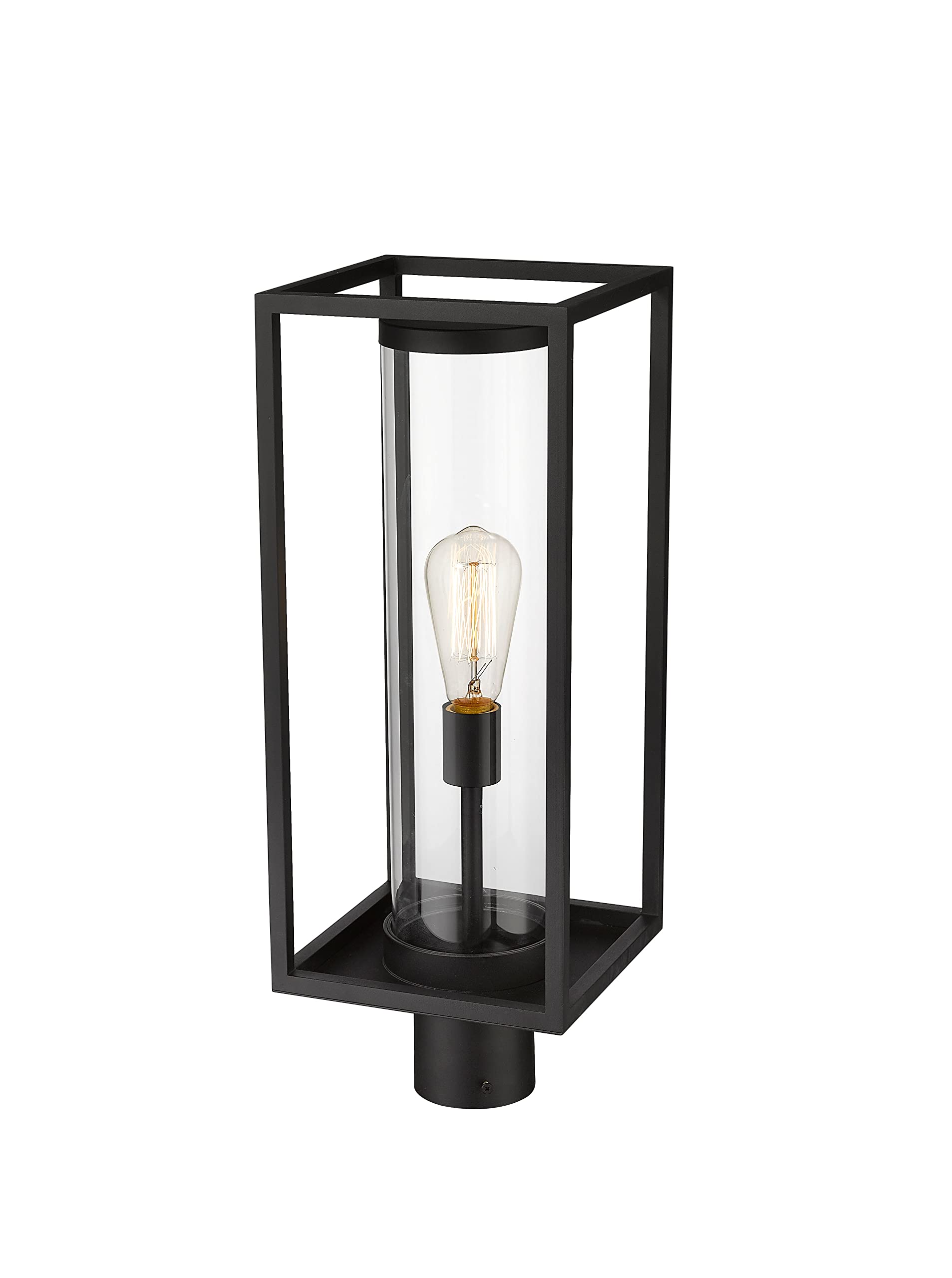 Z-Lite Outdoor Post Mount Fixture, 1 Light, Glass, Black, Model 584PHMR-BK