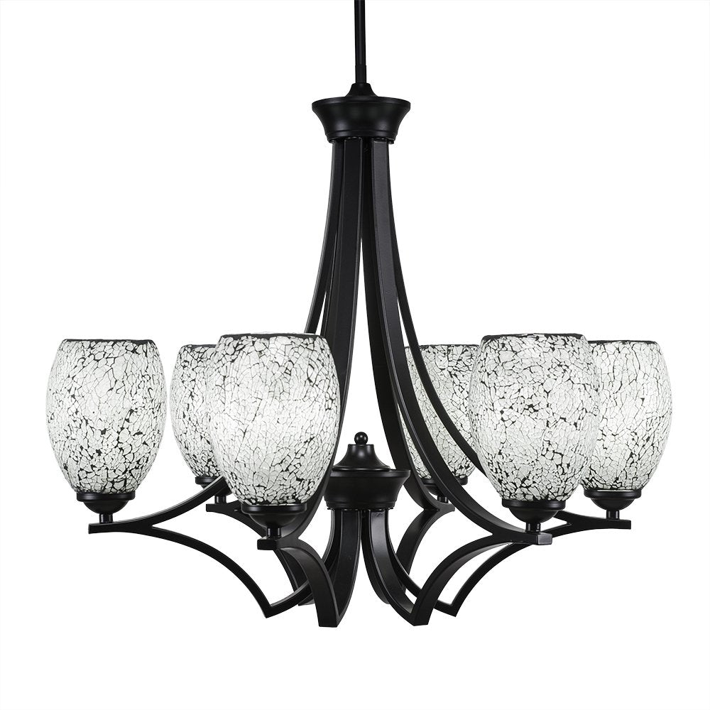 Toltec Lighting Zilo 6 Light Chandelier in Matte Black (566-MB-4165)