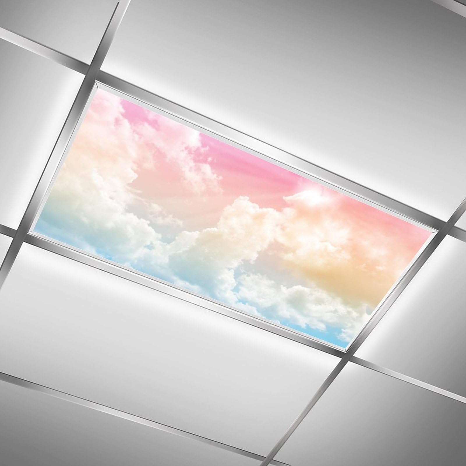 2Pcs Fluorescent Light Covers For Classroom Ceiling Lights Magnetic Light Covers,Fluorescent Light Filters For School Home Office Drop Ceiling Lamp Decor Light Filters 4X2Feet(Evening Glow Cloud)