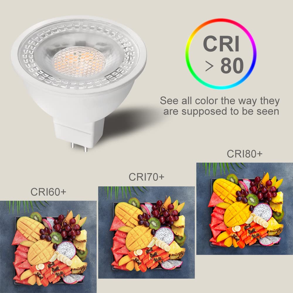 Ftl 20-Pack Mr16 Led Bulb Daylight White 5000K Gu5.3 12V 50W 5W Non-Dimmable Halogen Equivalent Spotlight 40 Degree Outdoor Landscape Light Bulbs For Track Lighting