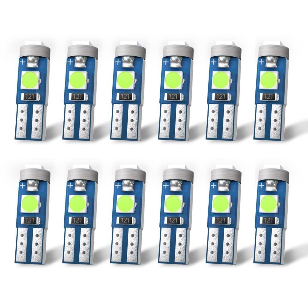 Nanpoku T5 Led Bulbs 74 73 37 2721 Led Bulb Canbus Error Free For Auto Car Dashboard Dash Instrument Panel Gauge Cluster Indicator Lights Lamp(Ice Blue)