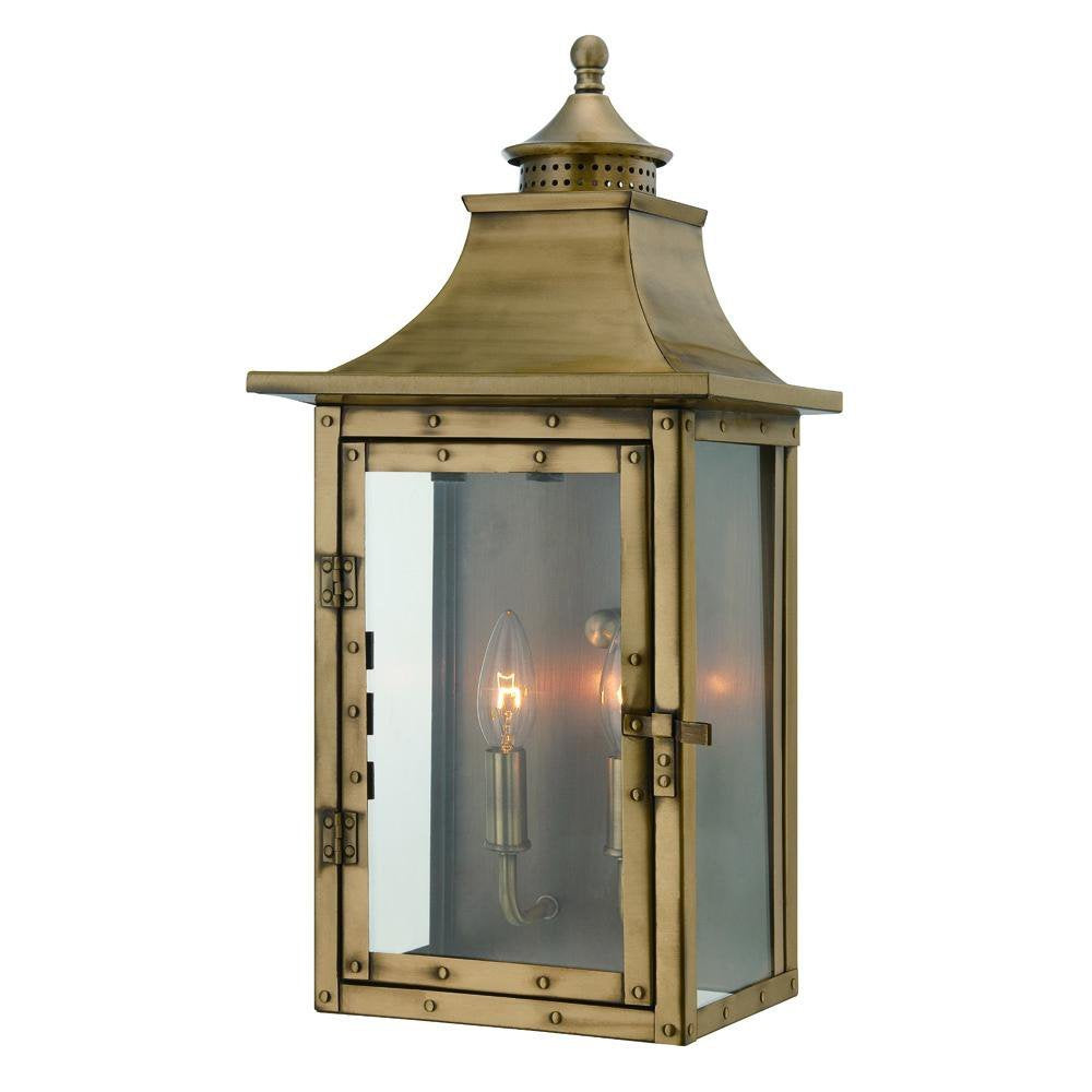 Acclaim Lighting 2-Light Outdoor Wall Mount Fixture, Aged Brass, Glass, Model 8312AB, 10 x 19.75 inches
