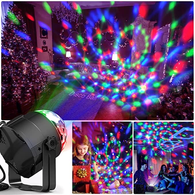 Yiixuyo Disco Ball Light - 7 Color LED Strobe with Remote Control, Mini Portable for Parties, DJ, Karaoke, Model EMS-10, ABS Material