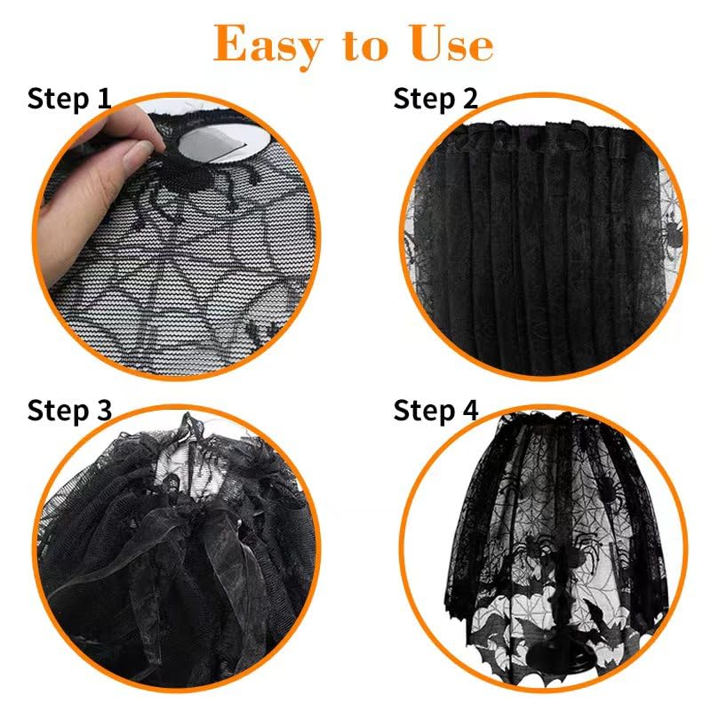 4Pcs Halloween Lamp Shade Cover Decorations, Lampshades Cover Decor Supplies, Large 20 X 60 Inch Spiderweb Lamp Shade Cover,Happy Halloween Indoor And Outdoor Decorations