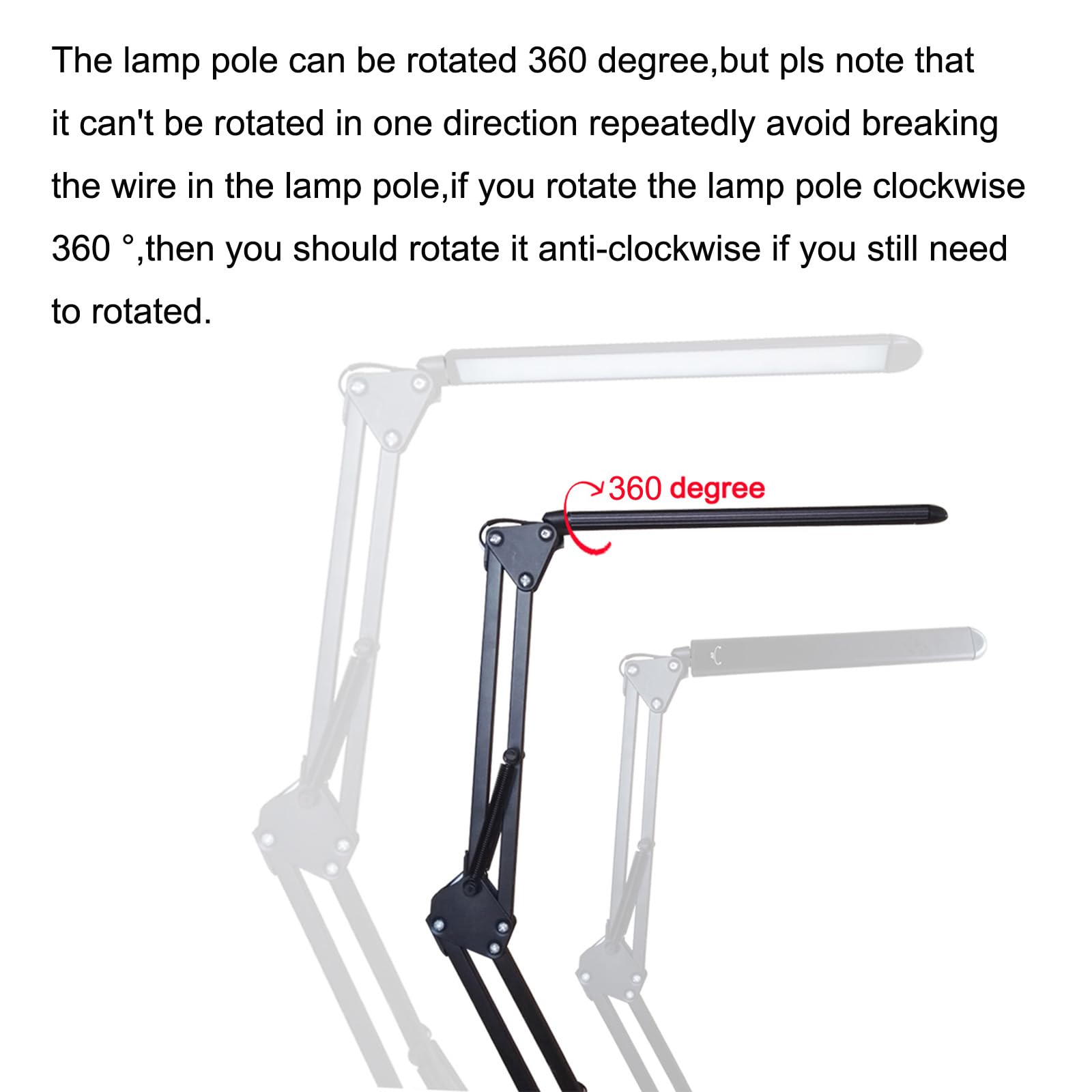 Taigeguang LED Desk Lamp,Eye-Caring Metal Swing Arm Desk Lamp with Clamp,10 Dimmable Brightness 3 Light Modes Reading Lamp,Desk