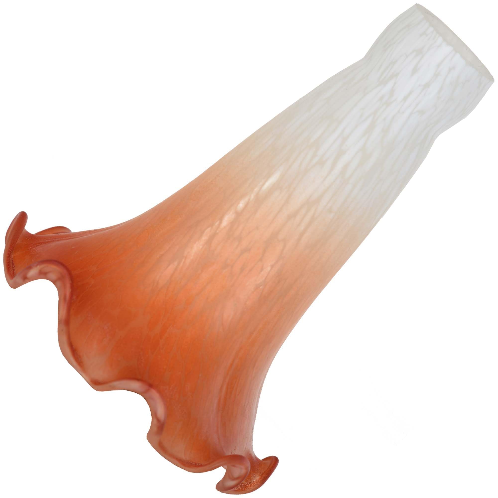 Bieye LS91S Lily Flower Blown Glass Lampshade (White Orange, Opening I.D. 0.87'' x O.D. 1'')