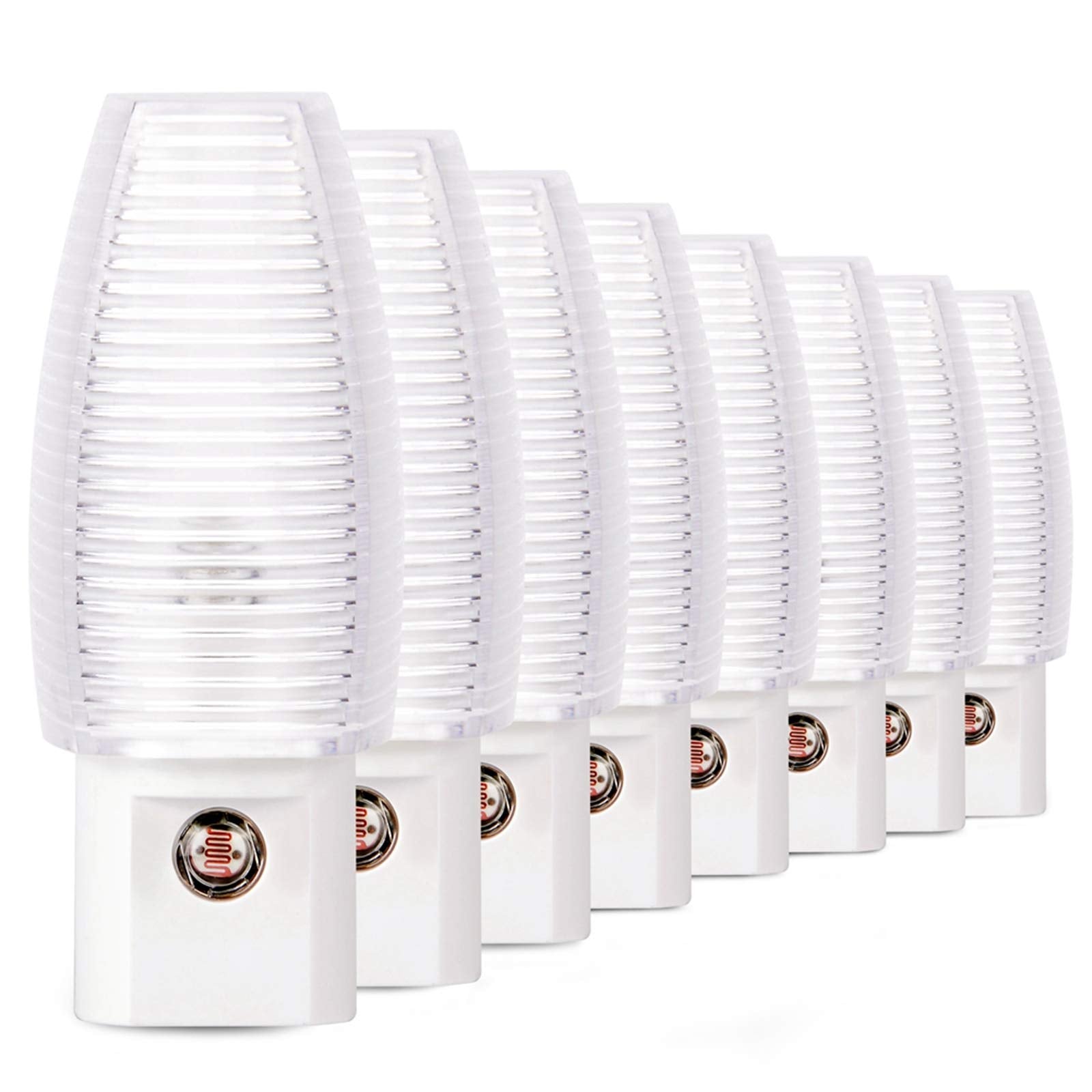 Emotionlite 8 Pack Plug In Night Light, Warm White Led Nightlight, Dusk To Dawn Sensor, Kids, Nursery, Bedroom, Bathroom,Hallway