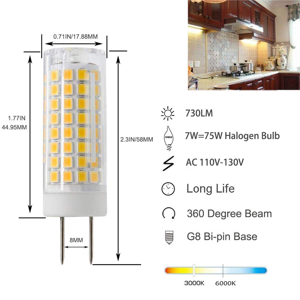 G Mgy Oled 7W Gy8.6 Led Bulb, 75W Halogen Replacement, Warm White, 2