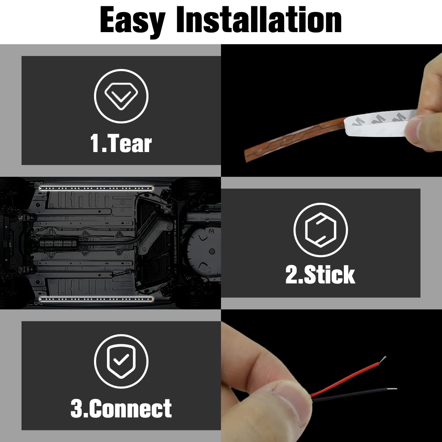 Pesic 10X Dc12V 30Cm 15 Smd Led Car Truck Flexible Waterproof Light Strip Blue