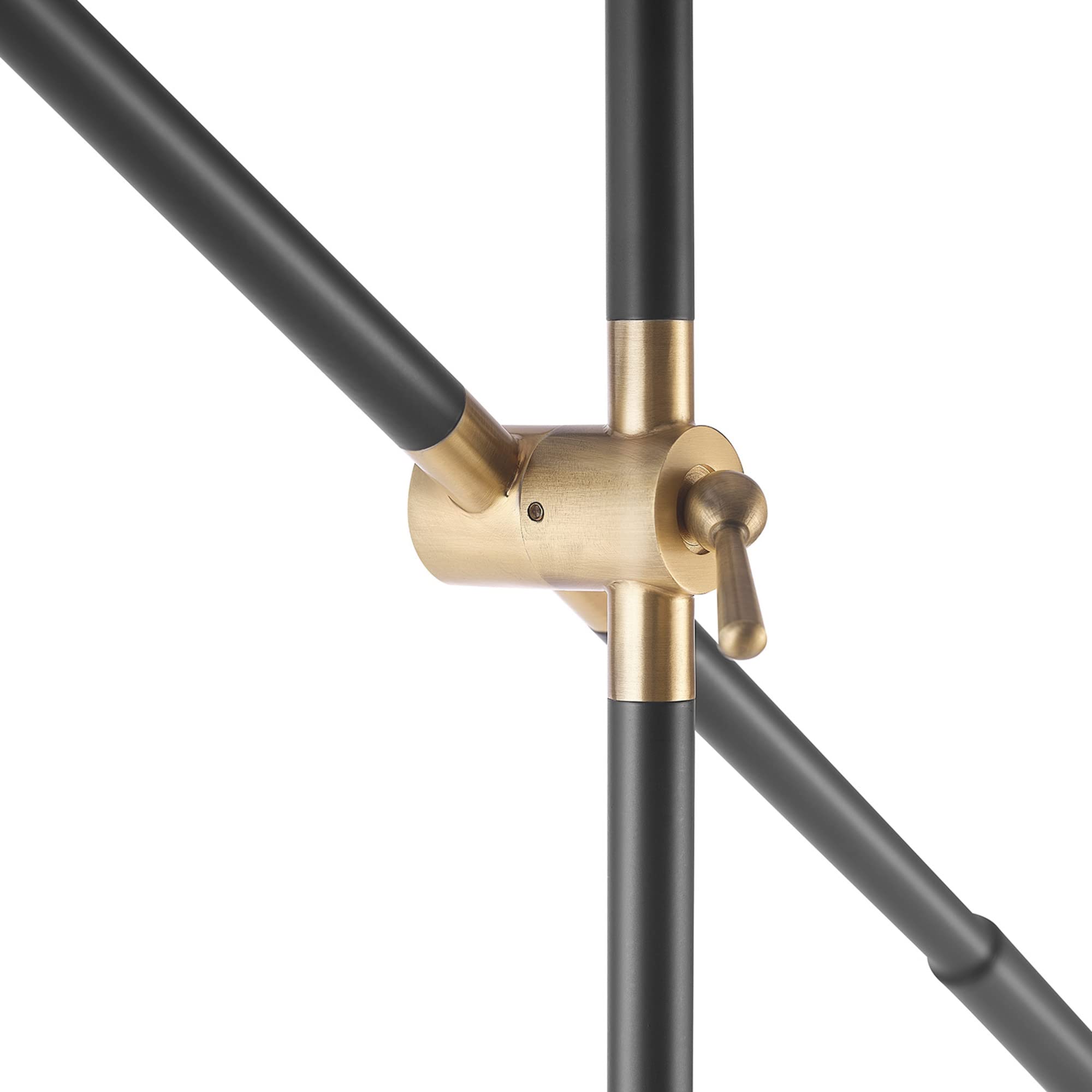 Globe Electric 65911 60'' Floor Lamp, Matte Black, Brass Pivot, Matte Black Shade, In-Line On/Off Foot Switch
