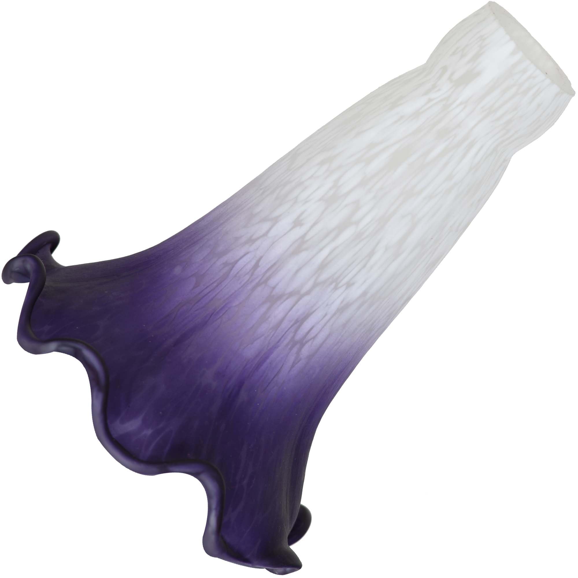 Bieye LS102S Lily Flower Blown Glass Lampshade (White Indigo, Opening I.D. 0.87'' x O.D. 1'')
