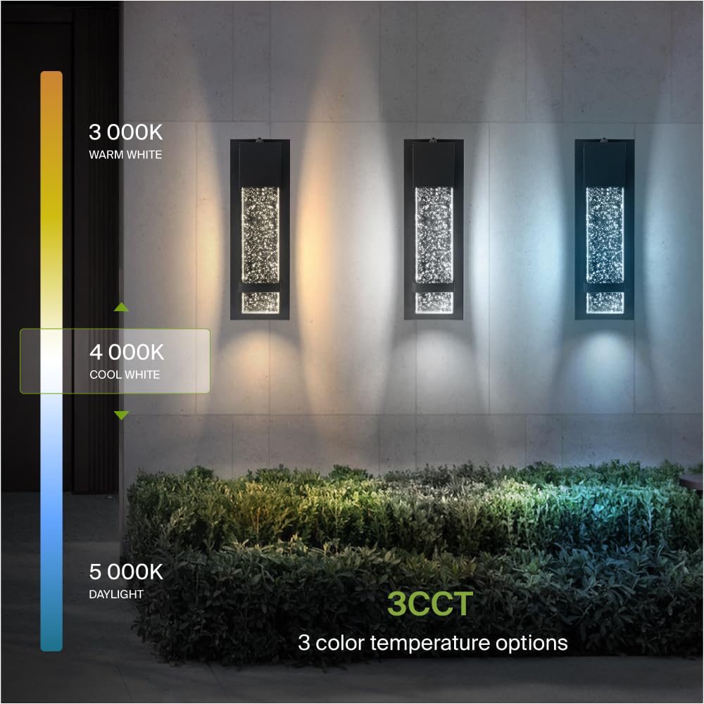 ASD LED Wall Light Fixture | 12W 500LM 3000K-5000K | 13 Inch | Black | Photocell, Waterproof, ETL Listed