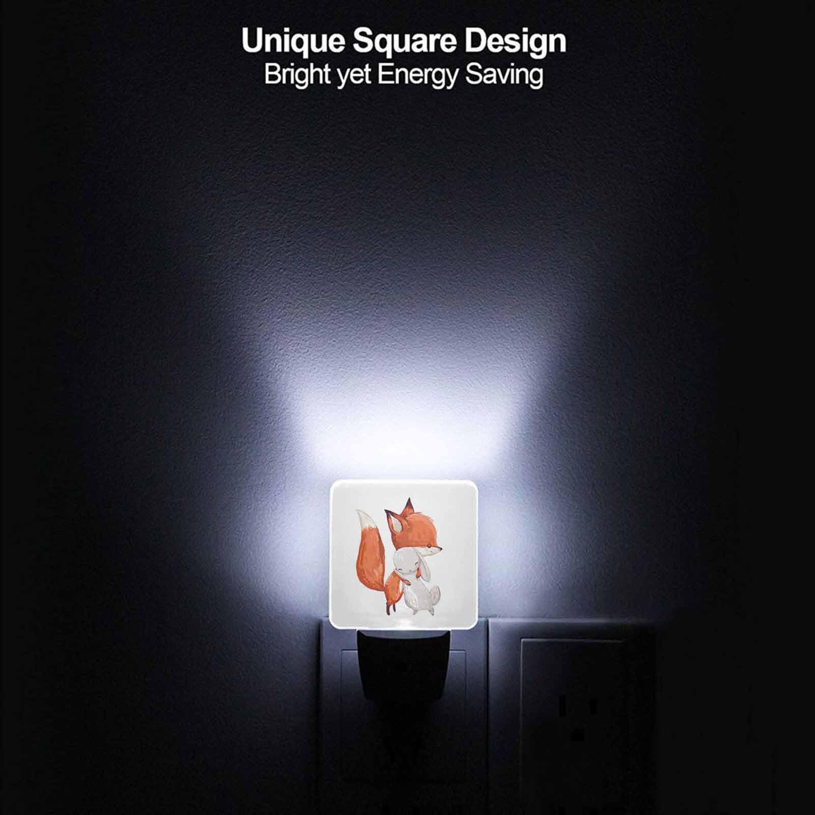 Chrobak LED Night Light with Dusk to Dawn Sensor, Fox and Hare Design, Energy Efficient, Model WML-Night-Light-231023-139