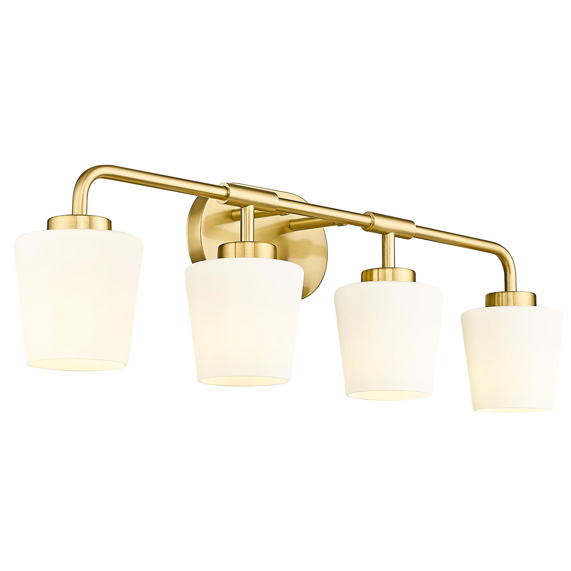 Audickic 4-Light Bathroom Light Fixtures, Brushed Gold Vanity Lighting with Milk White Glass, Model AD-22004-4W-GD