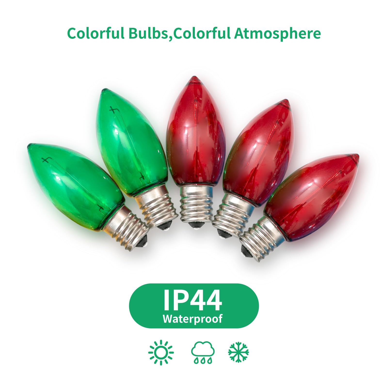 Meconard C9 Led Replacement Christmas Light Bulbs, C9 Shatterproof Led Bulbs For Christmas Indoor Outdoor String Lights, Mini Bu