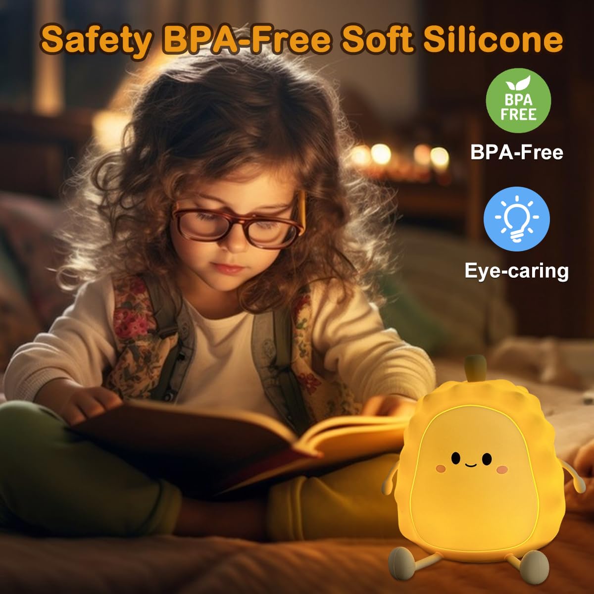 Ledholyt Night Light For Kids, Cute Silicone Durian Nursery Light For Baby Room And Toddler, Rechargeable Led Fruits Decor Night