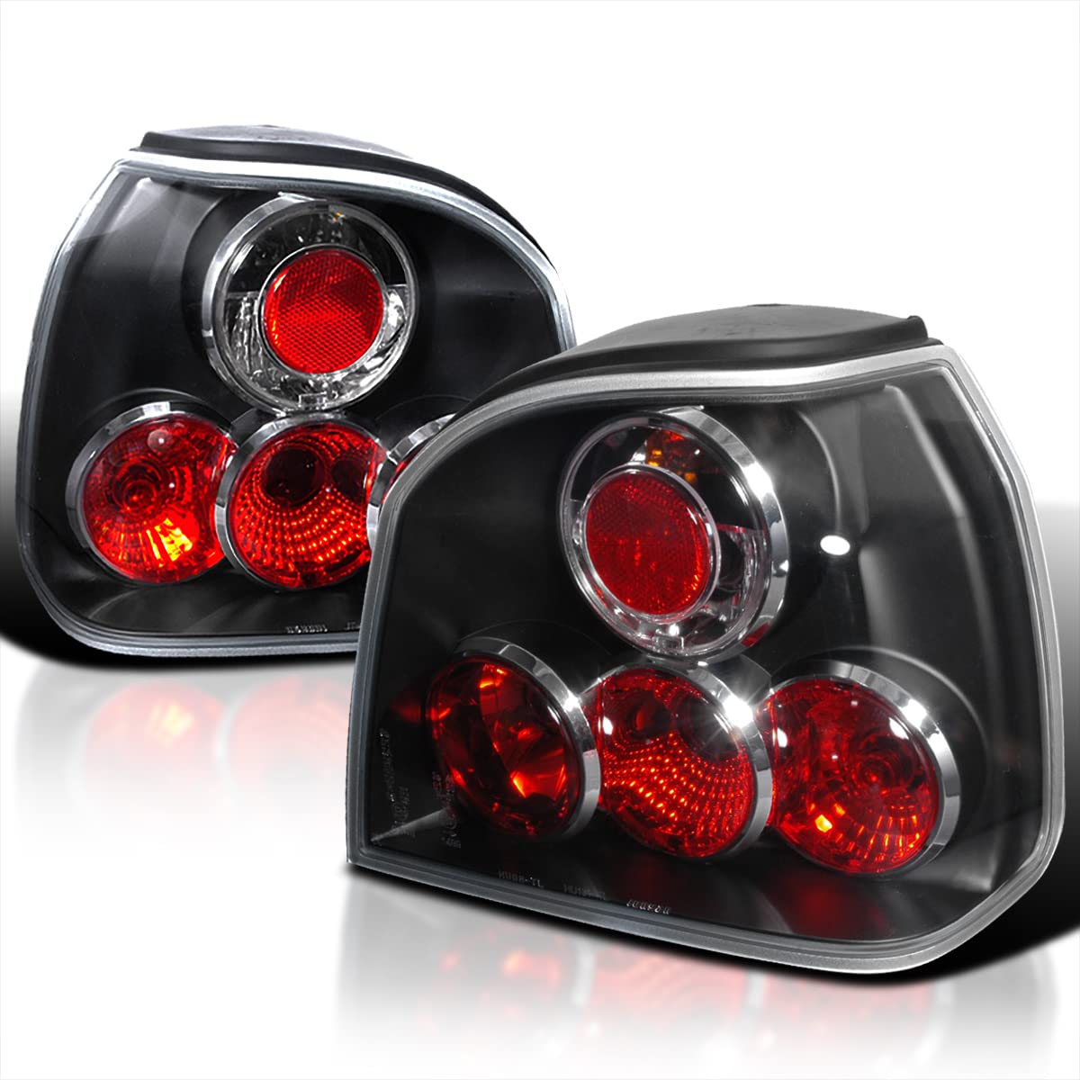 Spec-D Tuning Black Housing Clear Lens Tail Lights Compatible With 1993-1998 Volkswagen Golf Mk3 Left + Right Pair Assembly