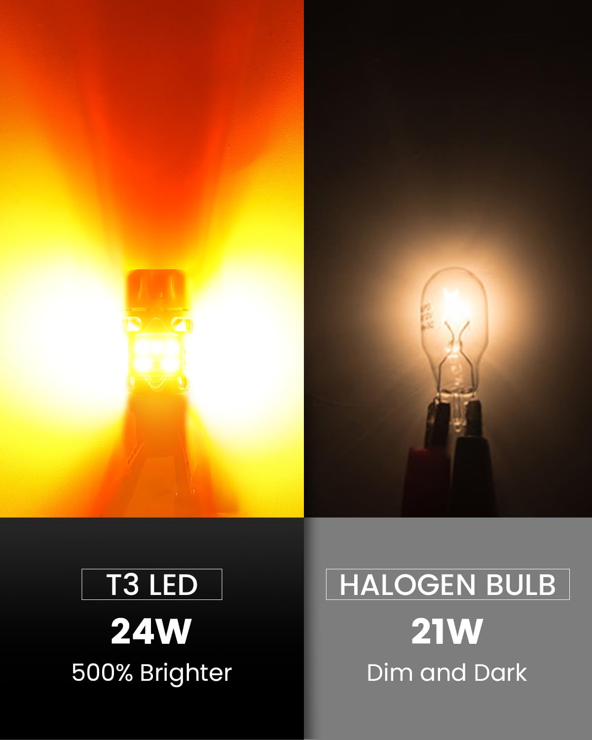 LASFIT 3157 LED Bulb Amber T3-3157A Turn Signal Built-In Resistor CANBUS Error Free, Pack of 2